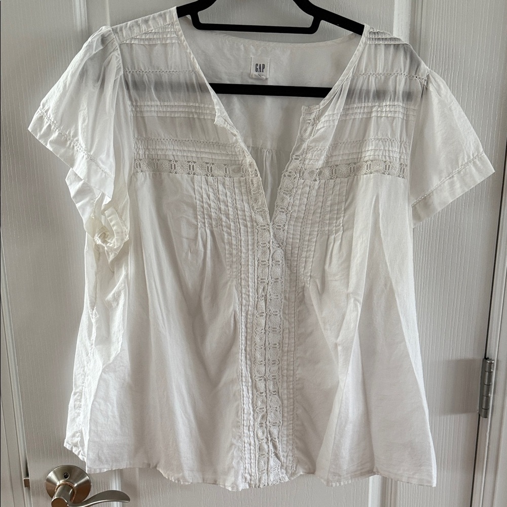 GAP Women's Ivory Blouse with Pintuck Details